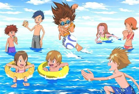 Digimon Adventure Summer Time Sea Izzy Koushiro Joe Tai