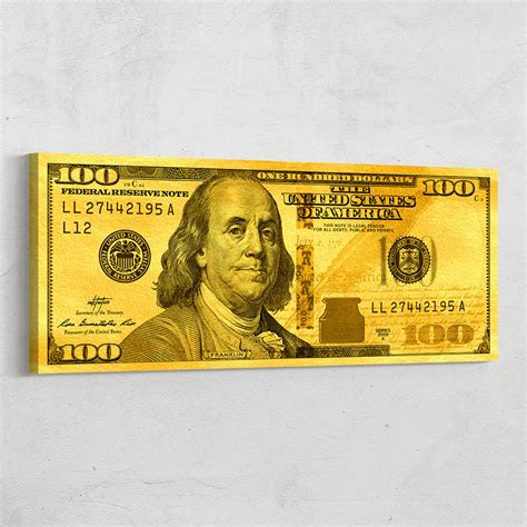 A Golden 100 Bill Money Wall Art Prosperity Awaits You Inktuitive