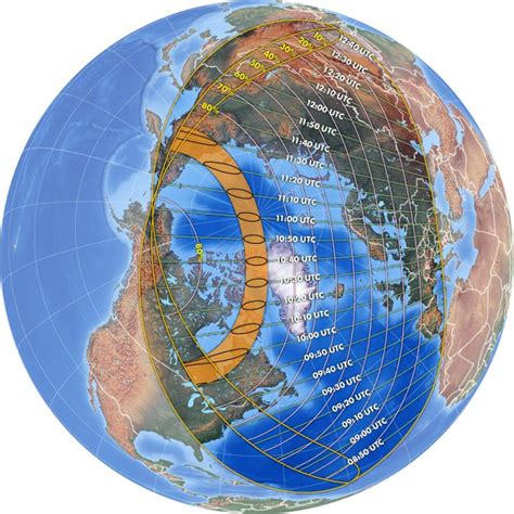 Andrew sinclair, shows the grey penumbral shadow where the eclipse will be seen as a partial one and the much smaller red umbral shadow where the eclipse will be seen as an annular one. Annular solar eclipse on June 10, 2021 | Tonight | EarthSky