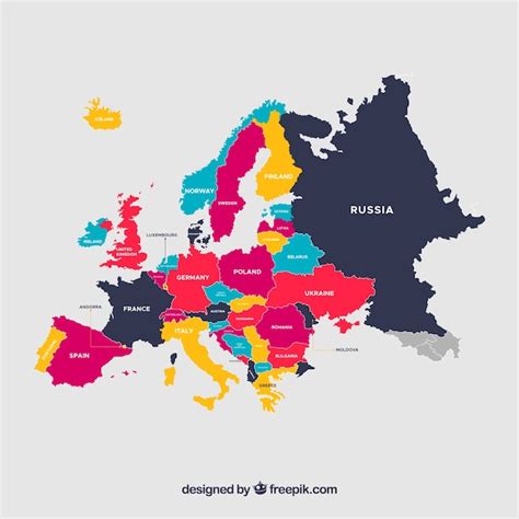 Colorful Map Of Europe Free Vector