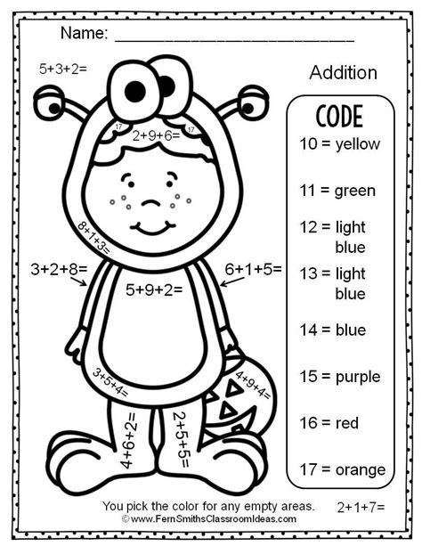 Addition Color By Number Worksheet