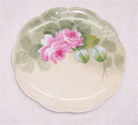 Limoges Hand Painted Plate Pink Roses Triple A Resale