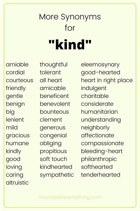 More Synonyms For Kind Writing Tips Book Writing Tips Letter