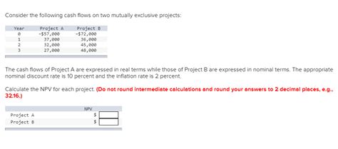 solved consider the following cash flows on two mutually