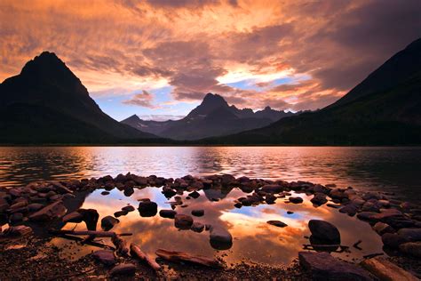 Photo Of The Moment Sunset On Swiftcurrent Lake In Glacier National