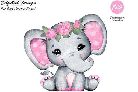 Watercolor Girl Elephant Clip Art Graphic By Adlydigital · Creative