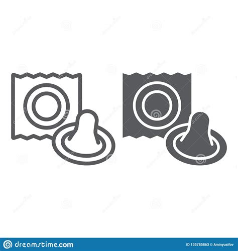 Condom Line And Glyph Icon Latex And Sex Preservative Sign Vector Graphics A Linear Pattern