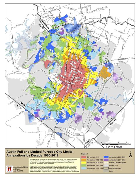 Austin Annexations By Decade Map Austin