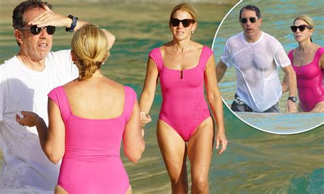 Jerry Seinfeld 68 In Wet Shirt And Wife Jessica 51 In Swimsuit In