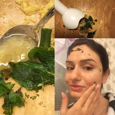 3 cm ginger 1 tea spon honey 4 mint and Mix all 20 min on your face than wash wıth cold water 