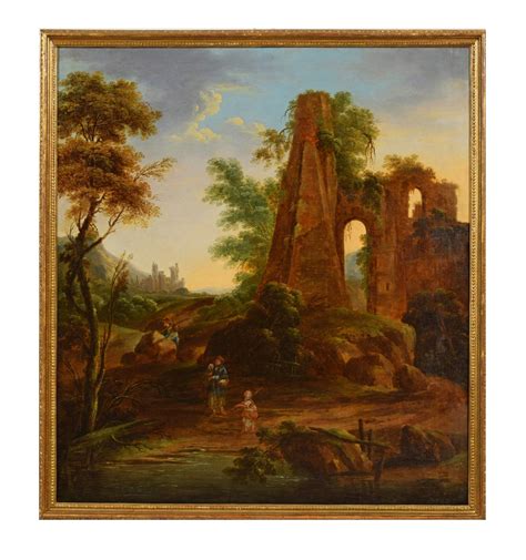 18th Century Italian Painting Depicts A Landscape With Ruins Ref101321