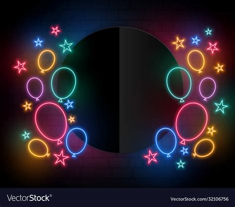 Celebration Birthday Balloons In Neon Style Vector Image