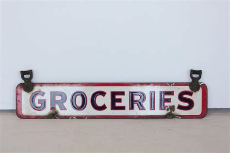 1930s Porcelain Double Side Groceries Sign For Sale At 1stdibs