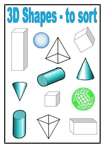 3d Shapes To Sort Teaching Resources