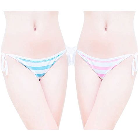Buy Joyralcos Japanese Striped Panties Bikini Cotton Anime Blue Pink