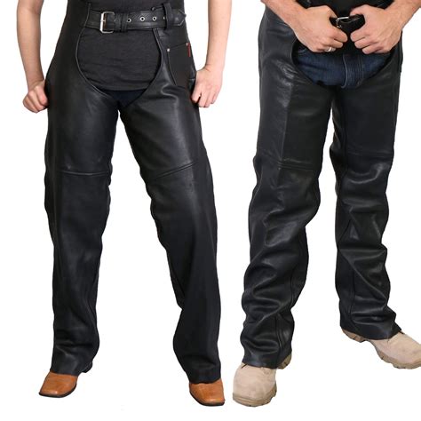 Hot Leathers® 1447 Best Quality Unisex Leather Chaps 2x Small Black
