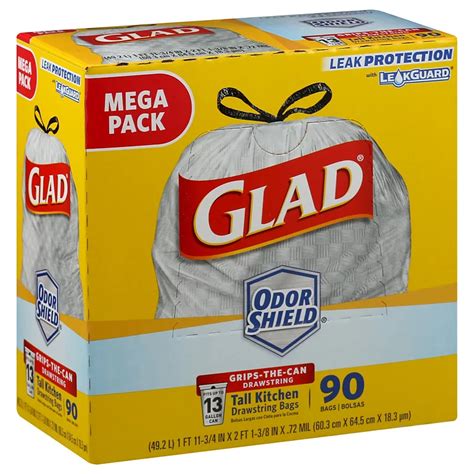 Glad Drawstring Tall Kitchen 13 Gallon Trash Bags Shop Trash Bags At H E B