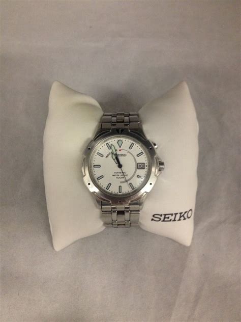 Seiko Stainless Steel Kinetic Mens Wrist Watch 5m42 Oh19 Wristwatch