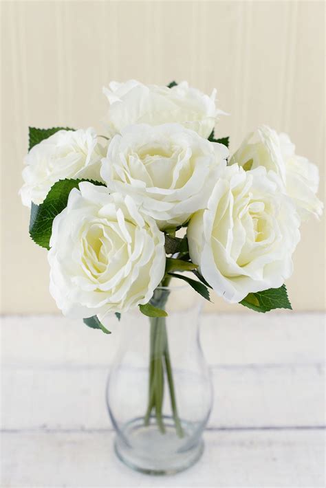 Cream White Silk Flower Rose Bouquet Rose Bouquet Wedding Bouquets