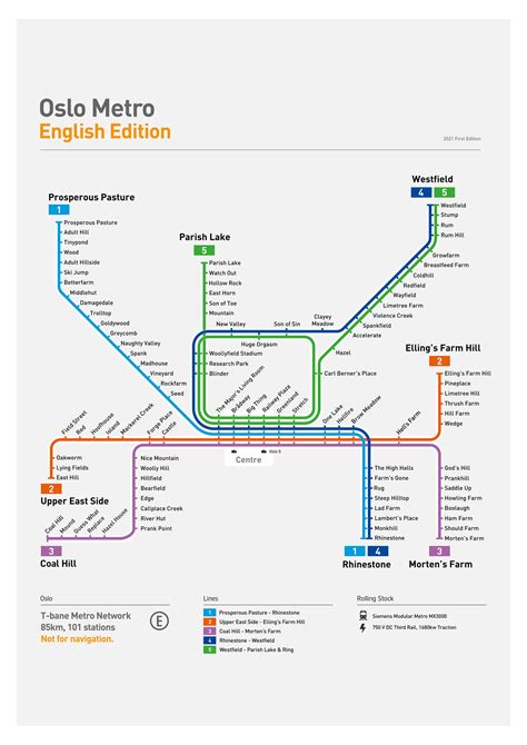 Oslo Metro Map Literal English Translation A2 Art Poster Metromash