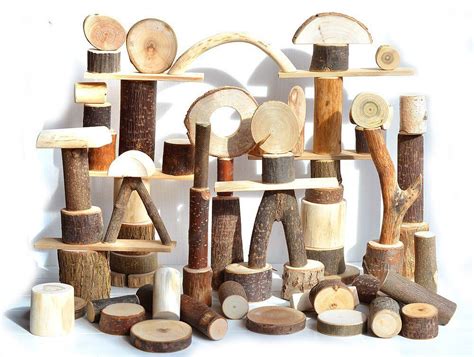 Natural Wooden Kids Toy 75 Tree Building Blocks Personalized Wood Toy