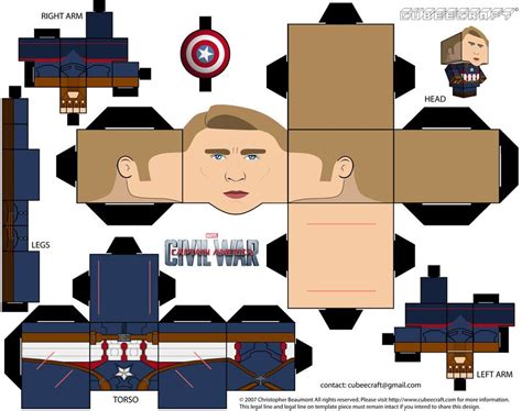 Captain America Cubeecraft By Jagamen On Deviantart Paper Crafts