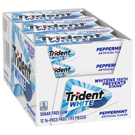 Trident White Peppermint Sugar Free Gum 12 Packs Of 16 Pieces 192