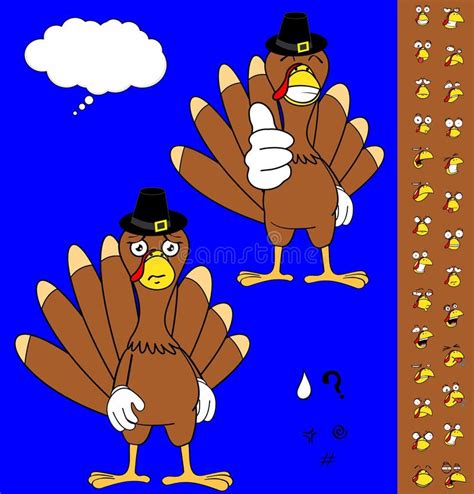 Sad Turkey Cartoon Thanksgiving Expressions Set Stock Vector Illustration Of Colorful Vector