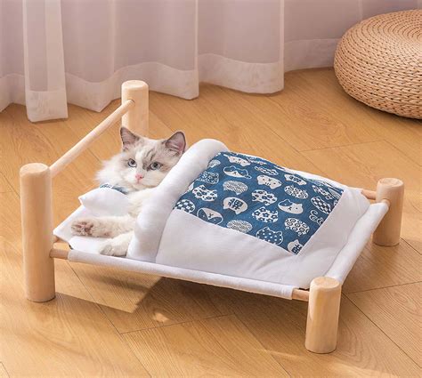Super Cute Elevated Cats Bed House Removable Lovely Sleeping Etsy Uk