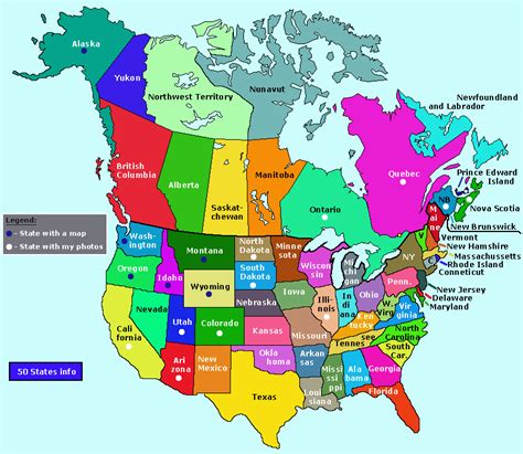 Usa States And Canada Provinces Map And Info Usacanada Pinterest
