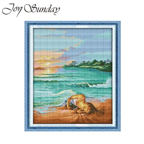 Cross Stitch Embroidery Kit Aida Fabric 14ct 11ct Daughter Of Sea Dmc