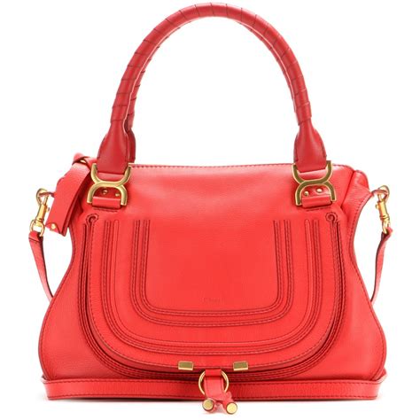 Chloé Marcie Medium Leather Shoulder Bag In Red Lyst