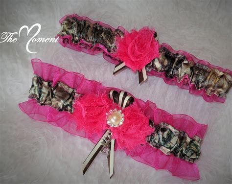 Hot Pink Camo Garter Set Camo Keepsake And Toss Away Garter Etsy