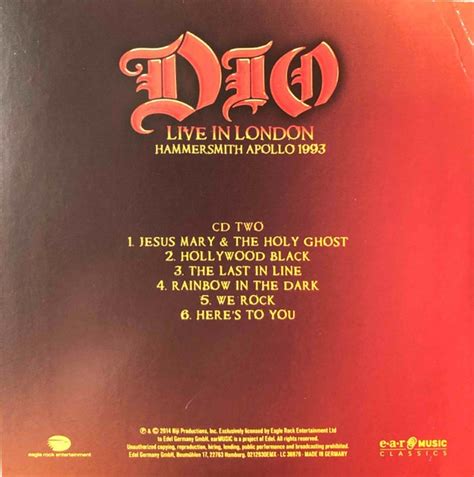 Dio Live In London Hammersmith Apollo 1993 Vinyl Lp купить пластинку
