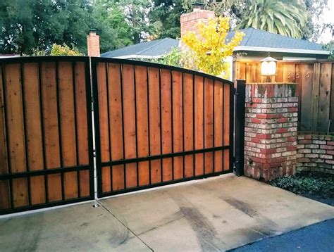 Wooden Driveway Gate Kit Arched Wrought Iron Single Pickets