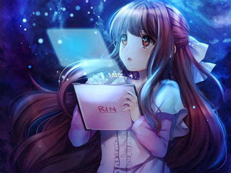 Desktop Wallpaper Rin Shelter Cute Anime Girl Looking Up Hd Image