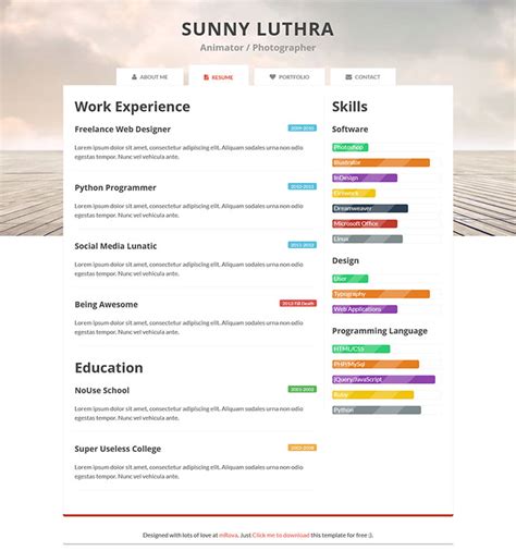 For a stylish but straightforward template, check out this cv template by thomas hardy. 30+ Free CV Resume Templates ( HTML PSD & InDesign ...