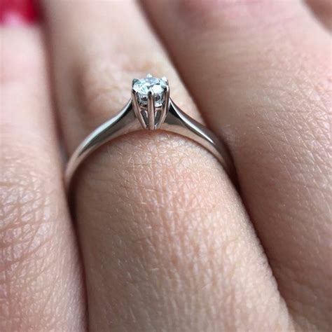 Minimalist Diamond Engagement Ring Simple Solid Gold Solitaire Promise