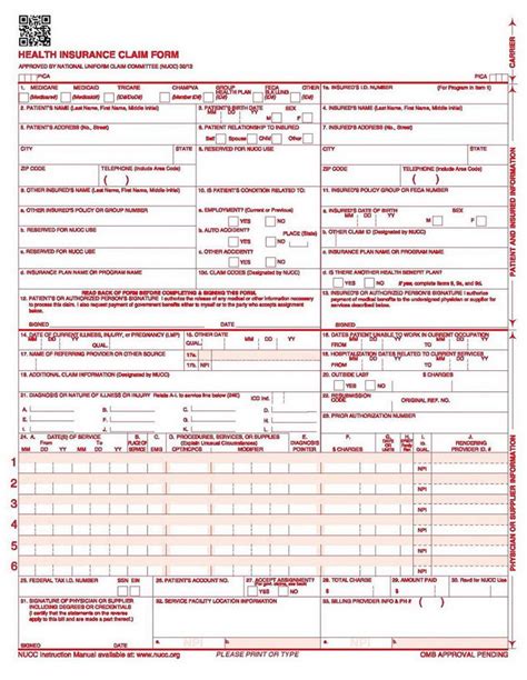 Example Of Cms 1500 Form Completed With Cms 1500 Form Free Medical