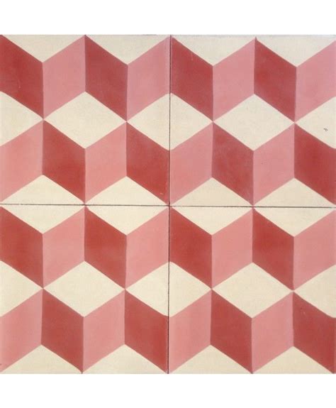 Geometric Red Encaustic Cement Tile By Terrazzo Tiles