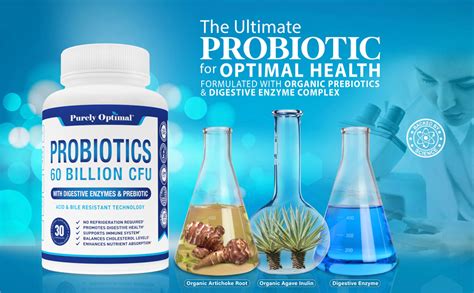 Purely Optimal Premium Probiotics 60 Billion Cfu 30 Capsules Purely