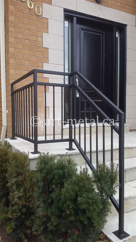 Wrought iron stairs railing and canopy. Exterior Railings & Handrails for Stairs, Porches, Decks