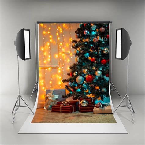 Hellodecor Polyester Fabric 5x7ft Christmas Tree Backdrops For