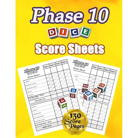 Phase 10 Dice Score Sheets 130 Large Score Pads For Scorekeeping