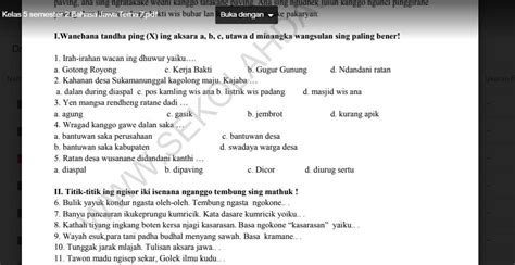 Seorang nabi yang menderita penyakit kulit yang begitu ganas sehingga mengeluarkan. Soal Penilaian Harian K13 Kelas 5 semester 2 Bahasa Jawa Tema 7 - SekolahDasar.Net