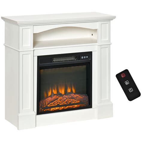Homcom 32 Electric Fireplace With Mantel Freestanding Heater With Led