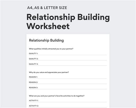 Relationship Building Worksheet For Couples Pdf Printable Digital