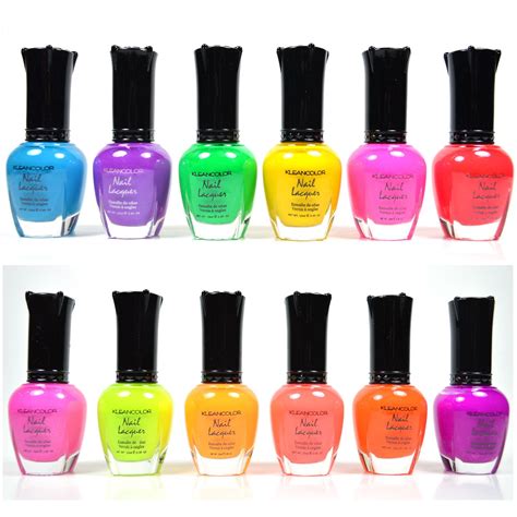 Kleancolor Neon Colors 12 Full Colletion Set Nail Polish Lacquer Free