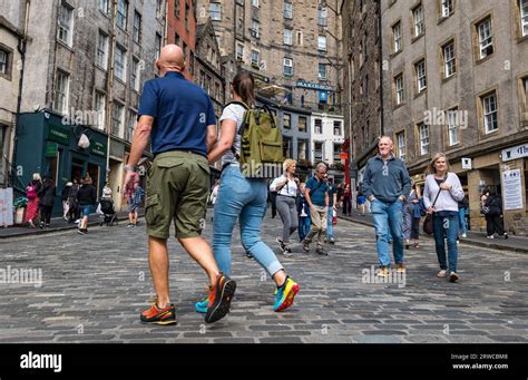People Walking On Victoria Street Edinburgh Scotland UK Stock Photo Alamy