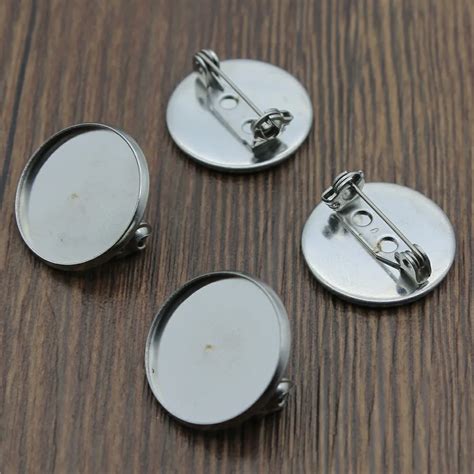 10pcs Stainless Steel Material Fit 25mm 20mm 18mm Glass Cabochon Brooch Base Jewelry Findings